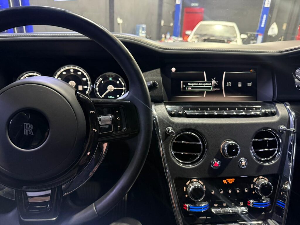 Rolls-Royce Cullinan dashboard during GCC conversion at Weiss Auto Concept workshop in Al Quoz Dubai