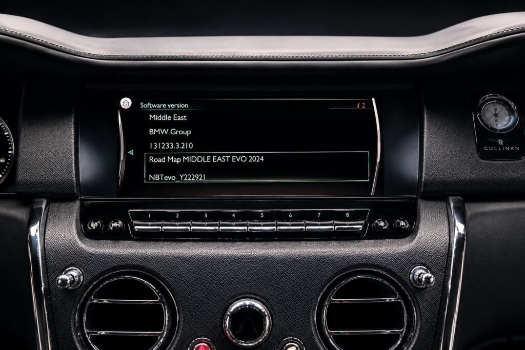 Rolls-Royce Cullinan software version updated to Middle East EVO 2024 after GCC conversion by Weiss Auto Concept