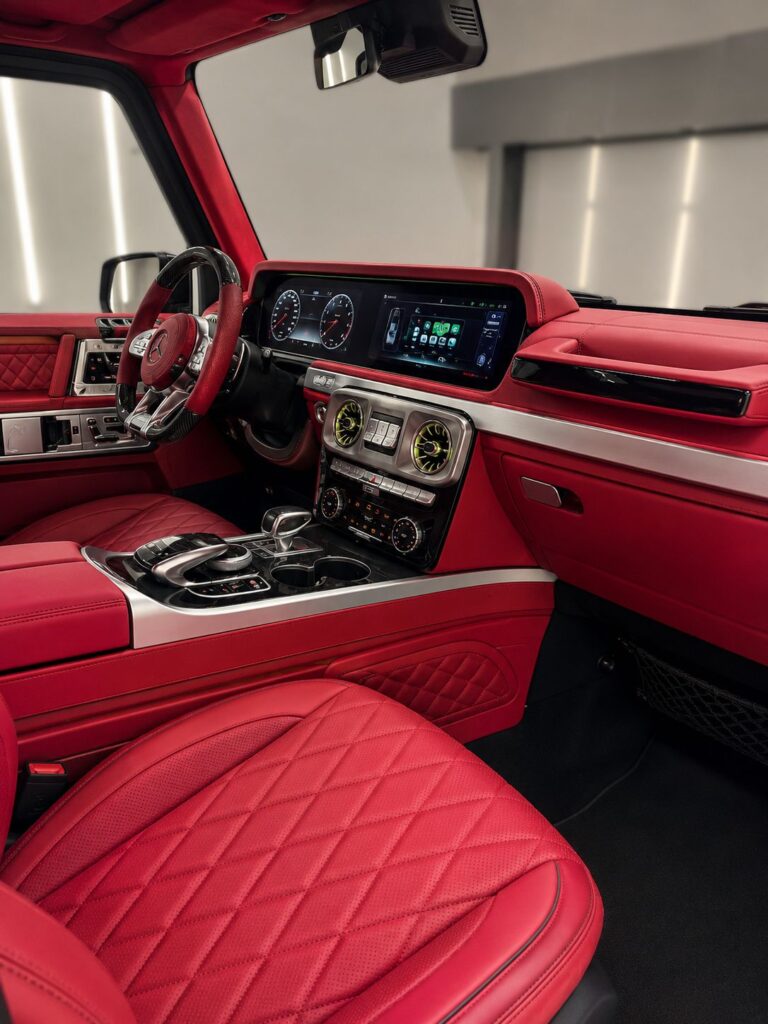 Modern W464 interior of Mercedes G63 after conversion in Dubai by Weiss Auto Concept