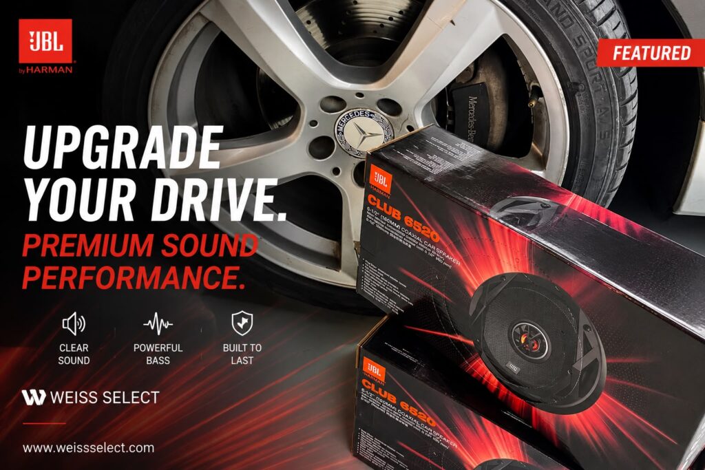 JBL Club 6520 speaker upgrade for a Mercedes E-Class in Dubai by Weiss Select