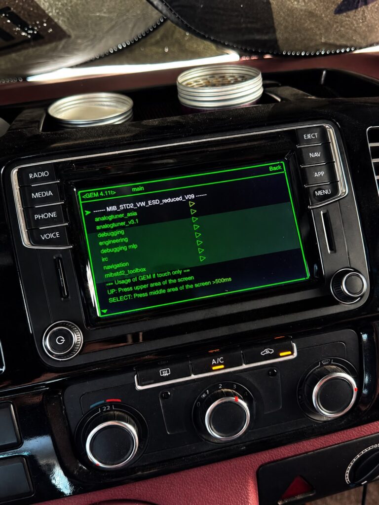 Volkswagen MIB STD2 engineering menu used to restore audio in Dubai by Weiss Auto Concept