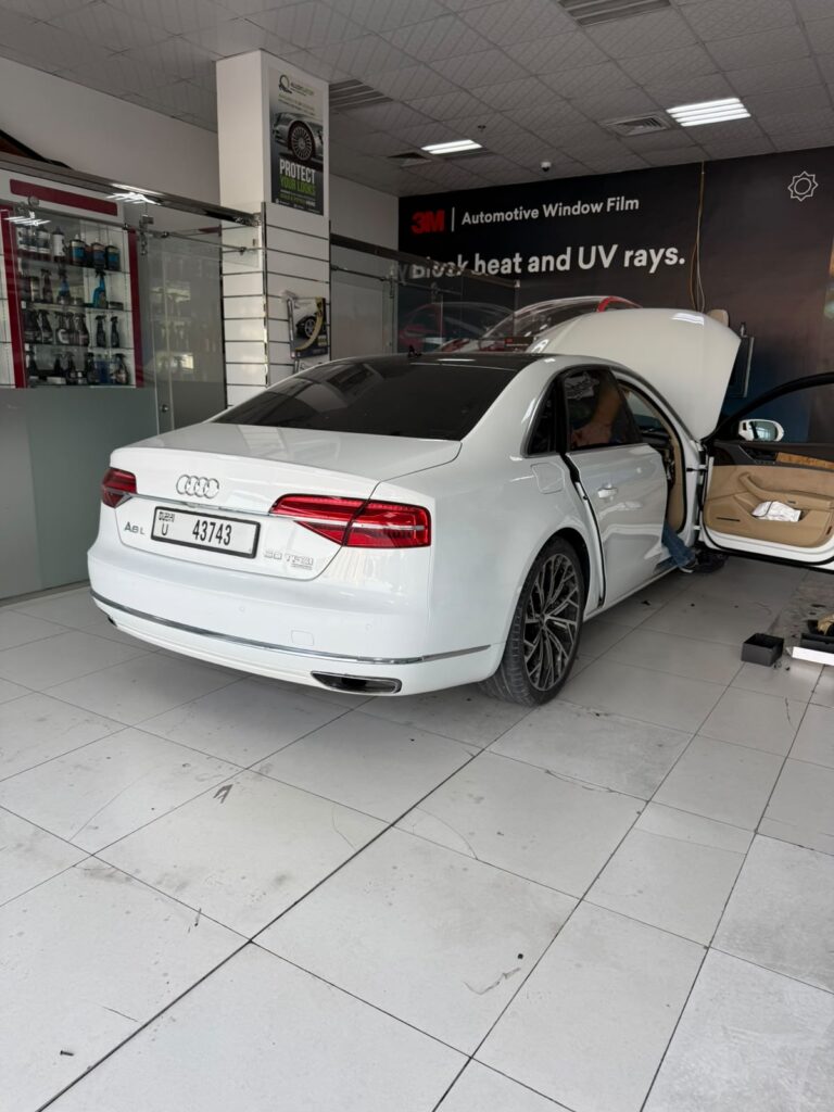 2012 Audi A8 in the Weiss Auto Concept workshop in Dubai during multimedia upgrade