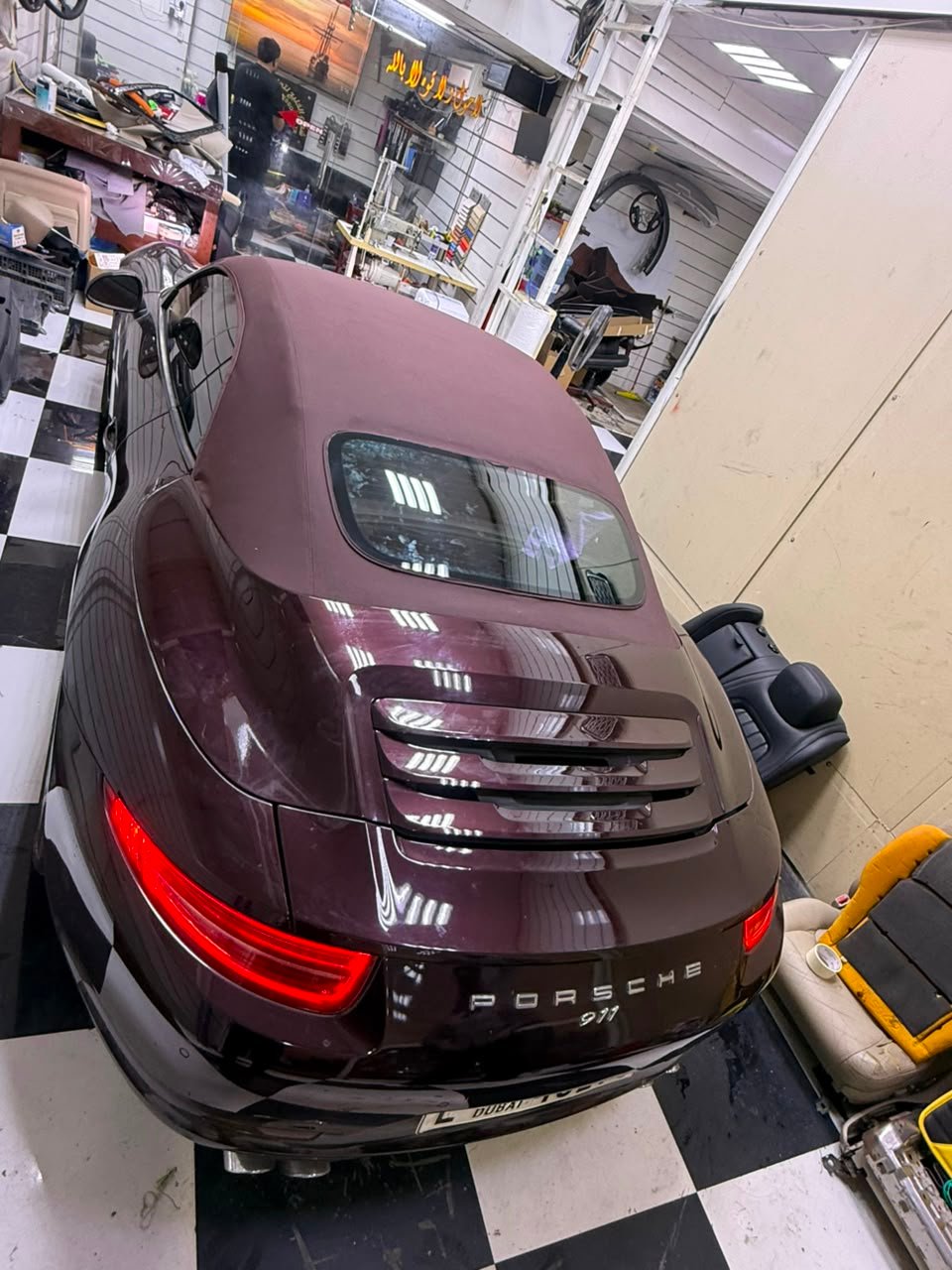 convertible soft top replacement Dubai — Porsche 911 Cabriolet roof rebuilt by Weiss Auto Concept