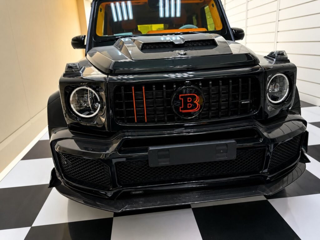 2022 Mercedes-AMG G63 front view with Brabus-style carbon lip after G Class upgrade in Dubai by Weiss Auto Concept