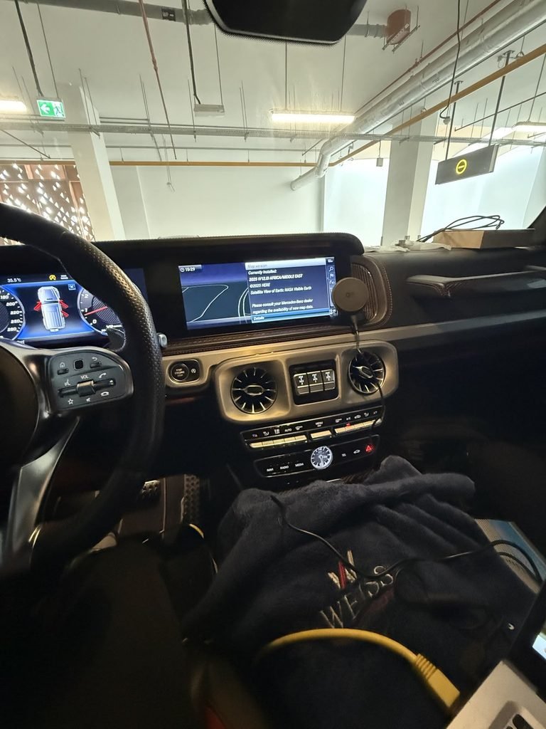 Mercedes G63 with 2025 Middle East GCC map installed on original NTG5.5 screen