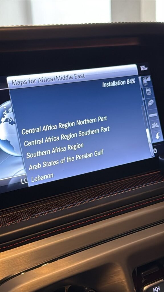 G63 navigation map installation in progress Europe to GCC Dubai